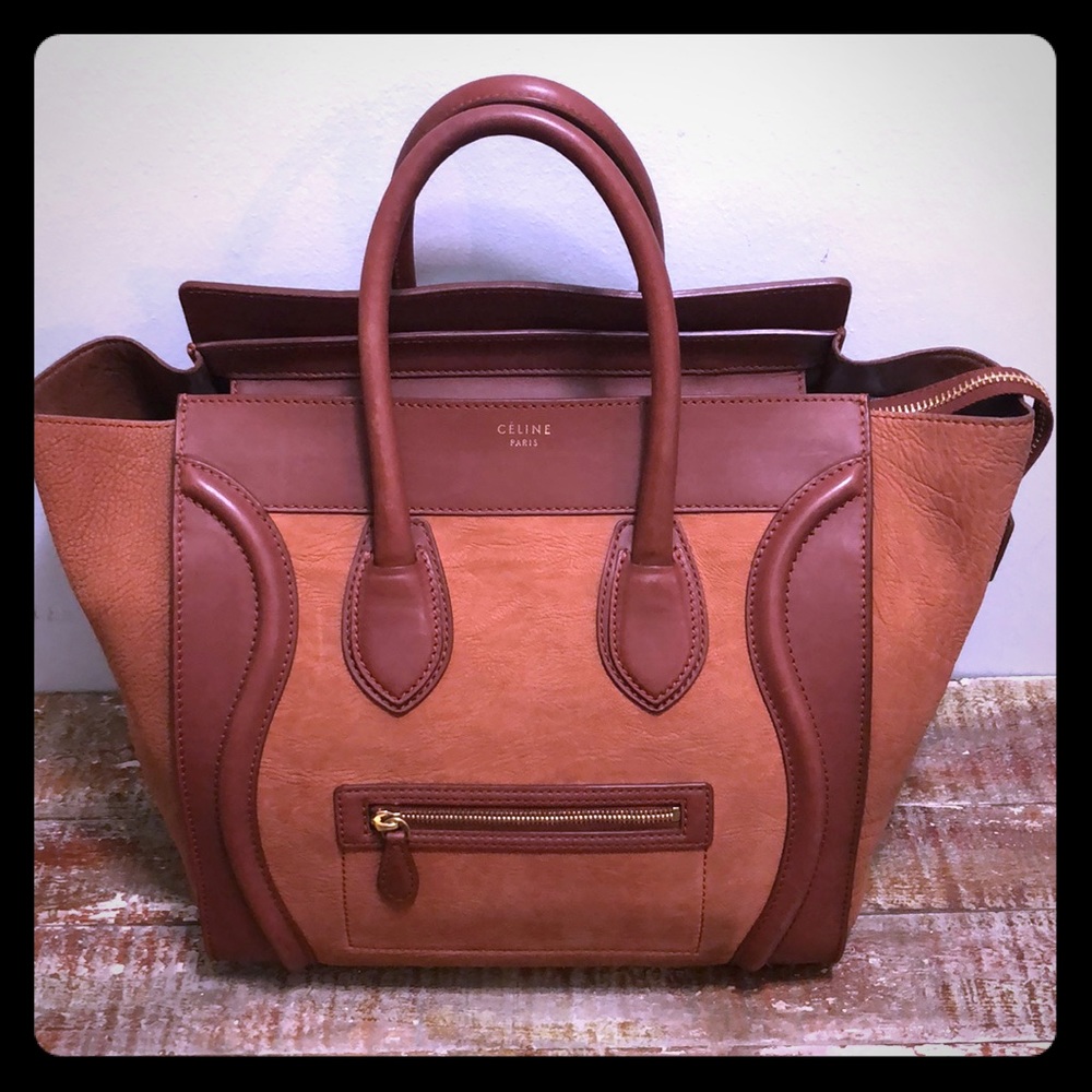 Celine Bicolor Mini Luggage Tote